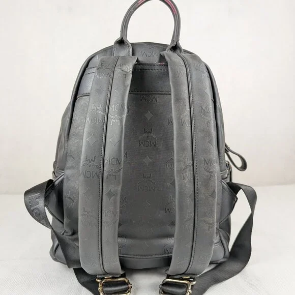 MCM Rucksack Visetos Black Canvas Small Leather Backpack - Picture 2 of 16